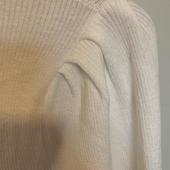 A New Day White Ribbed Sweater with Puff Sleeves - Picture 3 of 5